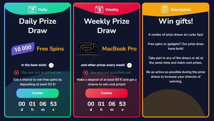 luckyspy casino draws